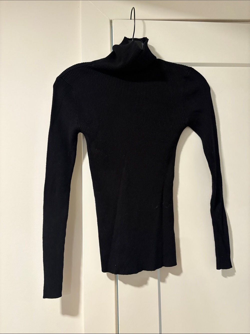 Black Ribbed Turtleneck Sweater -